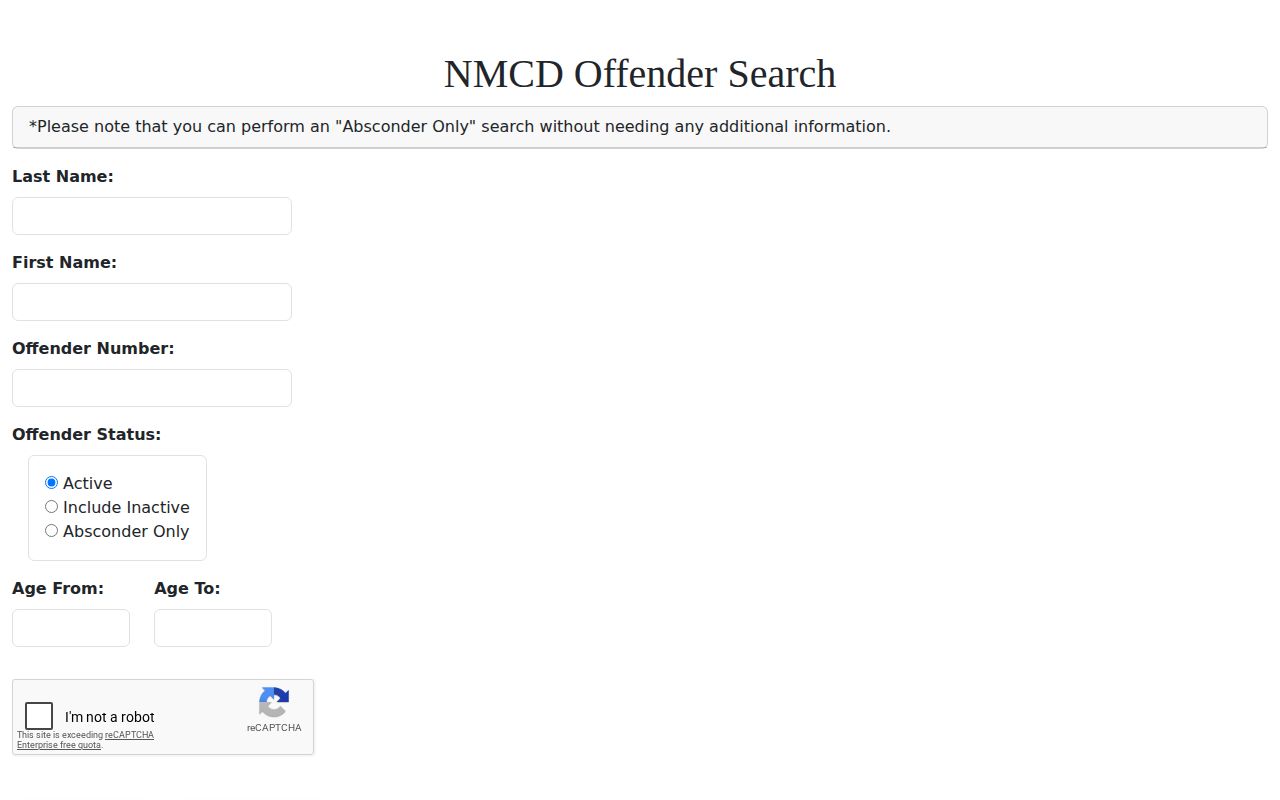 Luna County projected release date NMCD offender search